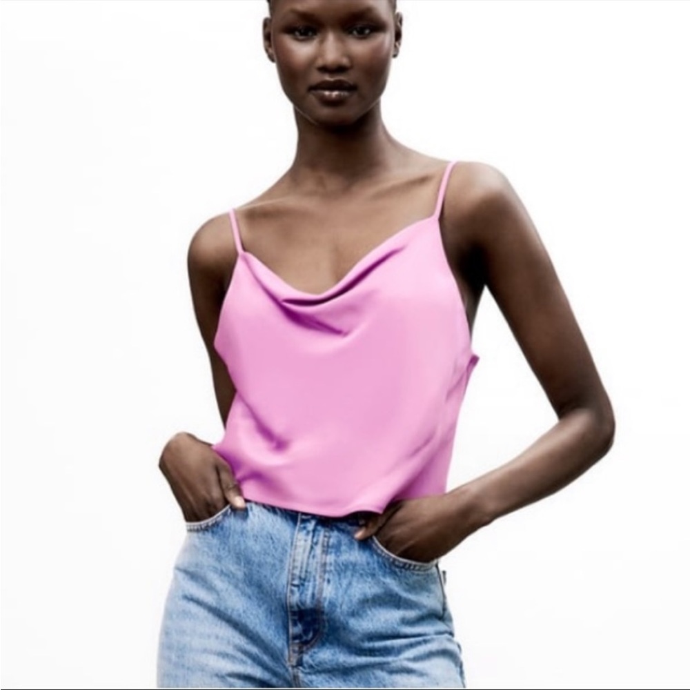 Zara Satin Cowl Neck top size L